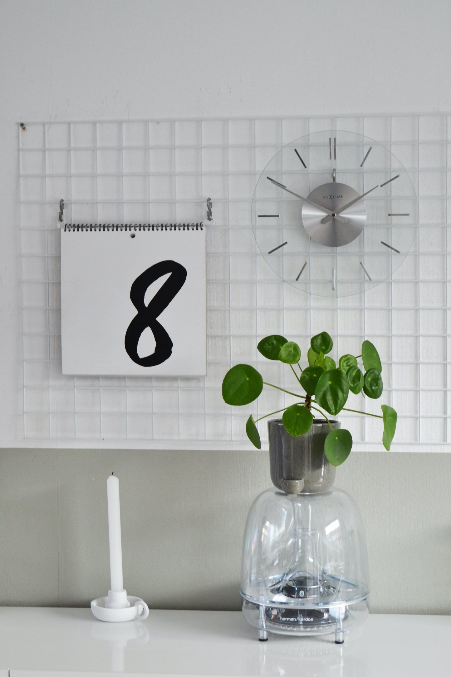 Nextime wandklok- 26 cm - Aluminum - Glas - Stripe