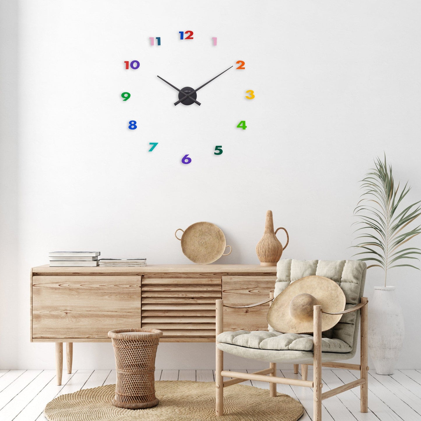 Nextime Wandklok - 48 x 3 cm - aluminium - small hands multi color
