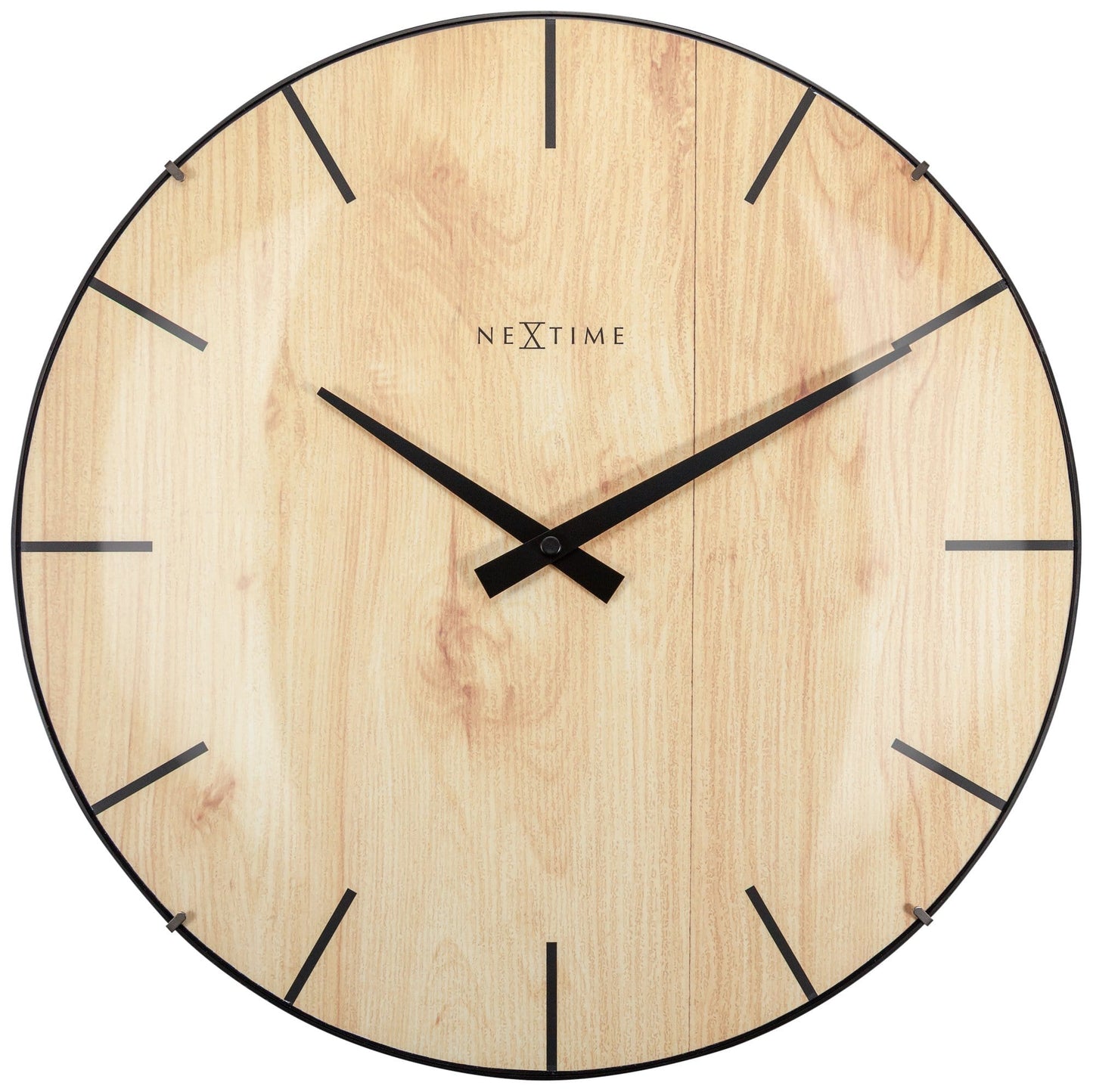 NeXtimeWandklok - 35 cm - Koepelglas - 'Edge Wood Dome'