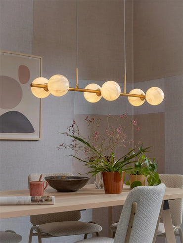 It's About Romi Hängeleuchte Glas/Eisen Carrara 6-Kugel L.105xB.30cm weißer Marmordruck/Gold