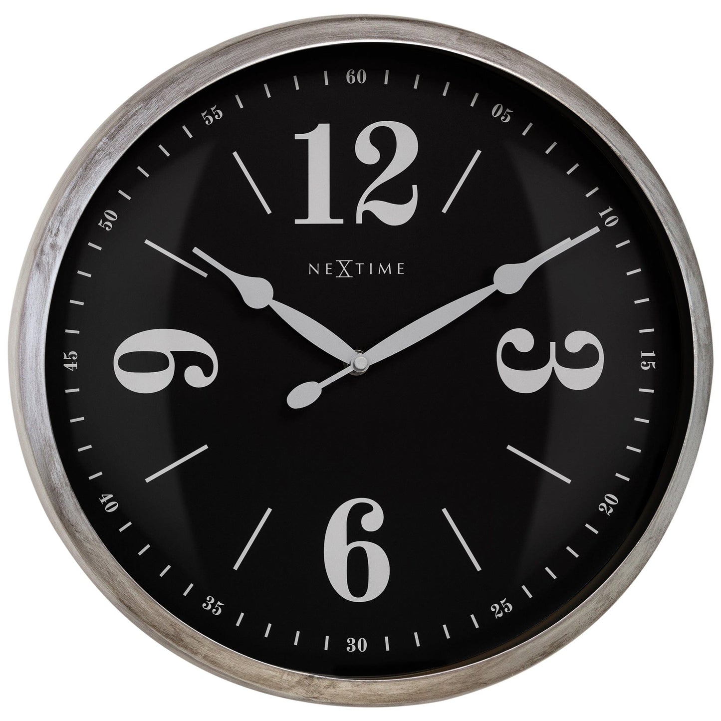NeXtime Classic wandklok 39 cm zilver zwart metaal glas