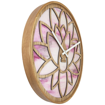 NeXtime Wandklok 40 cm - Geruisloos - Roze - Hout - "Lotus"