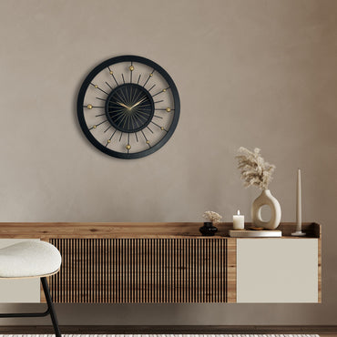 Wandklok 60cm-Geruisloos-Zwart-Metaal-NeXtime 'Orbit' sfeerfoto