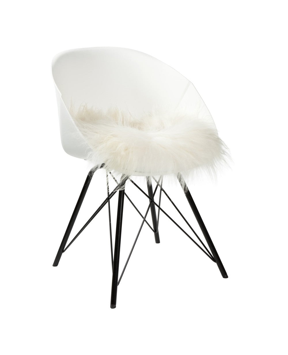 Dyreskinn Stoelkussen schapenvacht patchwork - Natuurwit - 37 x 37 cm