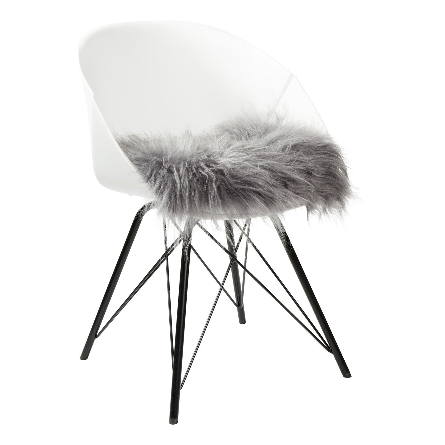 Dyreskinn Stoelkussen van IJslandse schapenvacht - Grijs - 37 x 37 cm