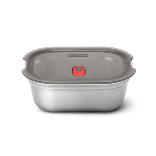 Black+Blum Stalen voedselbox middelgroot - Maaltijdvoorbereiding - 190x143x73mm - Grijs/Rood
