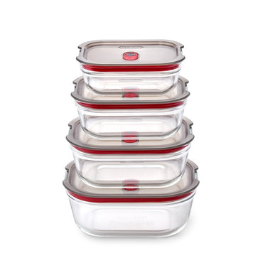 Black+Blum set glazen voedseldozen, gemengd (XS/S/M/L) - maaltijdvoorbereiding - set van 4