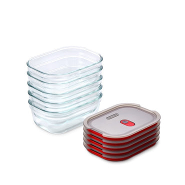 Black+Blum glazen voedselbox set klein - maaltijdvoorbereiding - set van 5