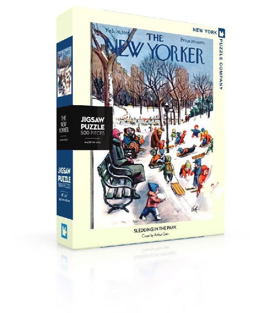 New York Puzzle Company Sledding in the Park Puzzle - 500 Pieces