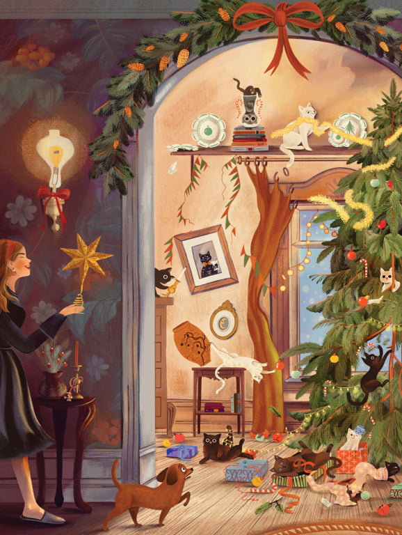 New York Puzzle Company Puzzel - Katten in december - 1000 stukjes