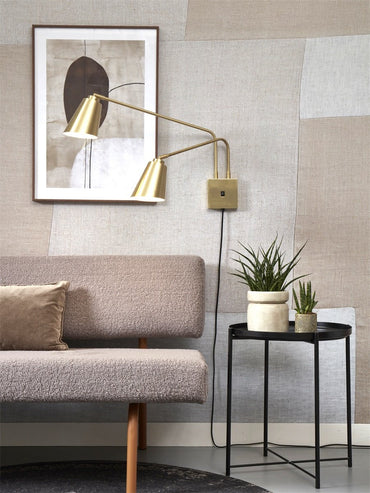 It's About Romi Wandlamp ijzer Bremen 2-arm h.45xl.130cm/kap 18x15cm, goud