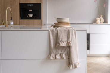 Walra Keukenset Lovely Linen Ruffles 3-delig - Naturel