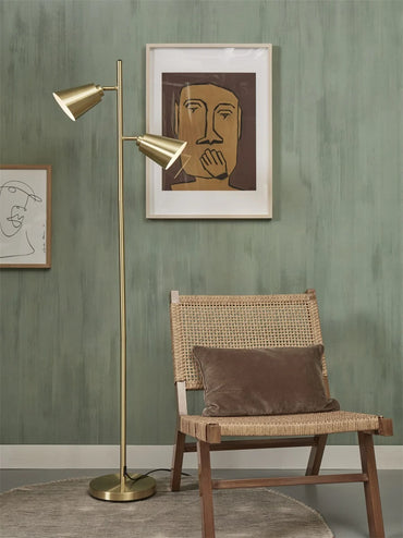 It's About Romi Vloerlamp ijzer Bremen 2-kap h.162x45cm/kap 18x15cm, goud