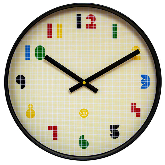 NeXtime Wandklok 35 cm - Stil - Zwart/Multikleurig - ABS - nXt 'Bit'