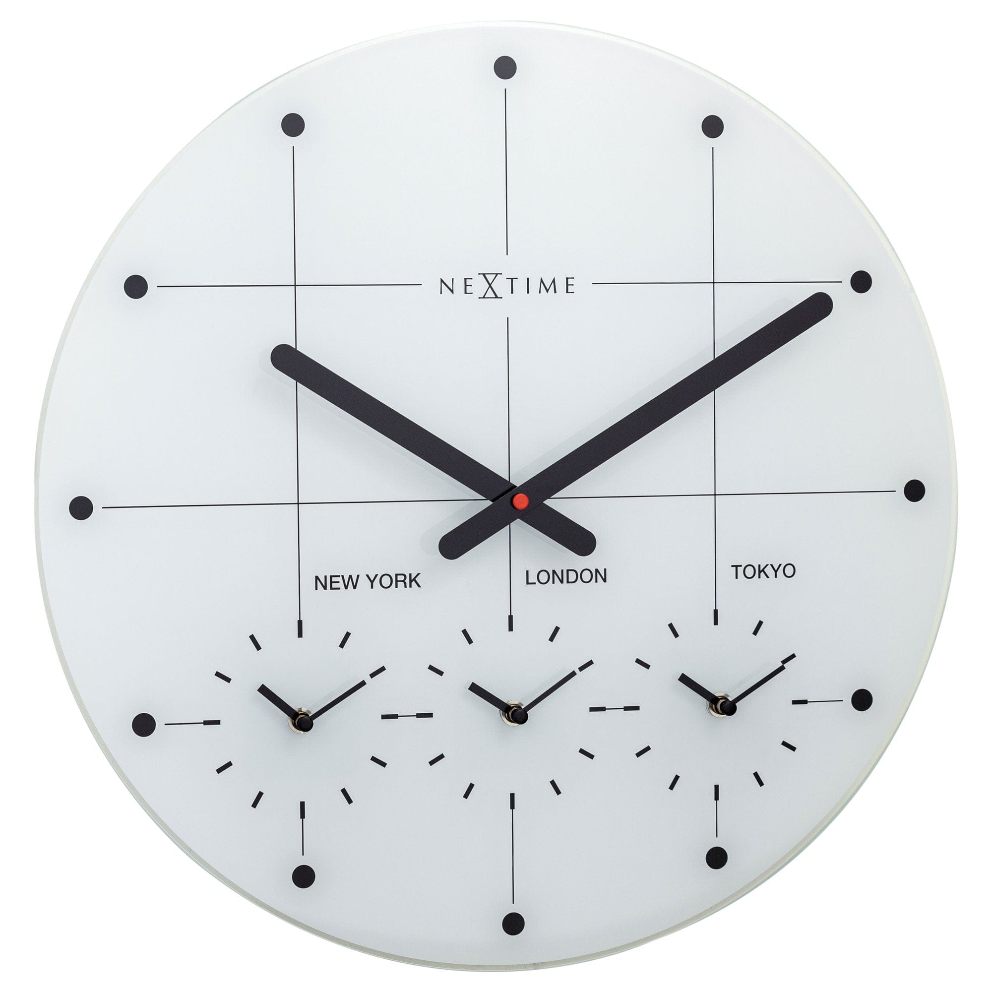 NeXtime Wandklok 43cm - Stil - Glas - "Big City"