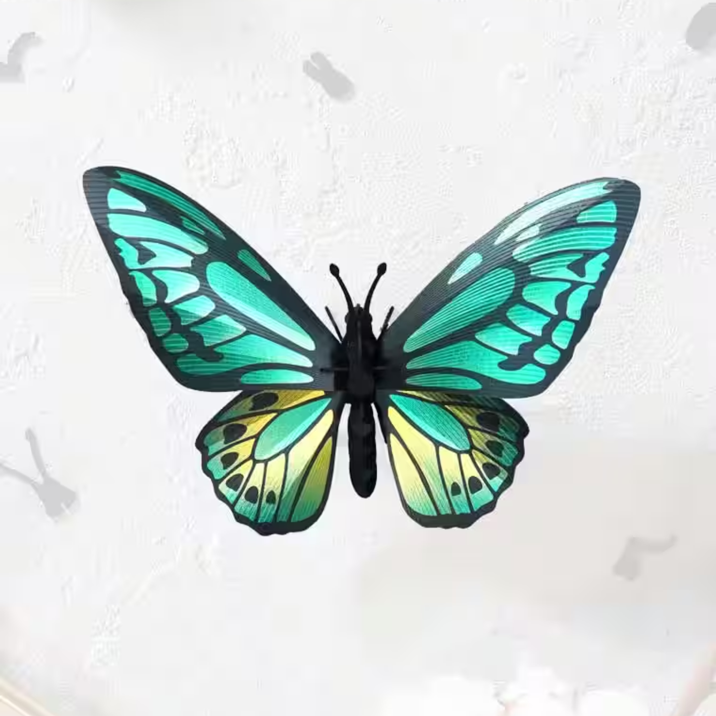 Assembli 3D-puzzel Green Birdwing vlinder van papier op een lichte achtergrond