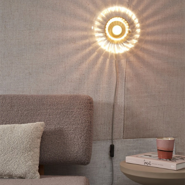 It's About Romi Wandlamp glas Brussels rond dia.27x14cm, goud/transparant