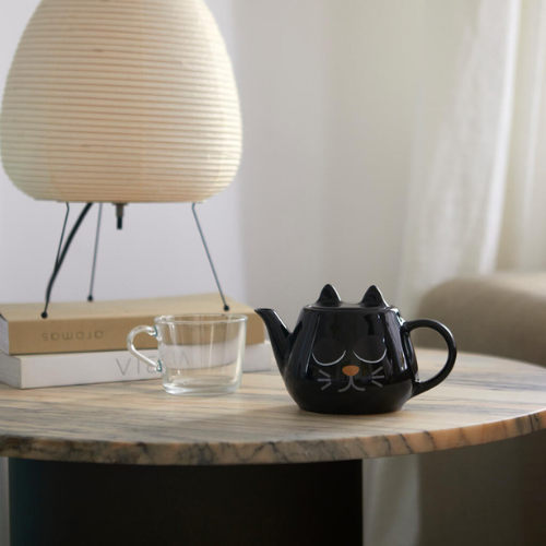 Balvi Teekanne Wake Cat, schwarze Keramik