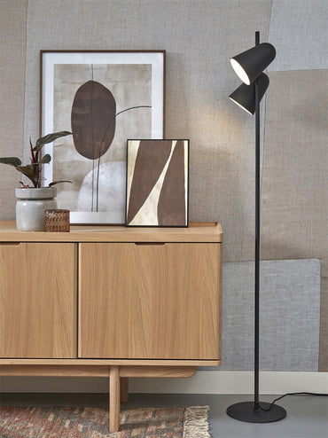 It's About Romi Vloerlamp ijzer Salamanca 2-kap h.145x28cm/kap 16x12cm, zwart sfeer