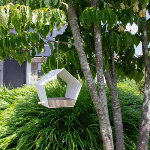 Heeej! Hangend vogelvoederhuisje Small Diamond wit