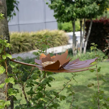 Heeej Leaf Me vogelvoederschaal bruin wandmontage
