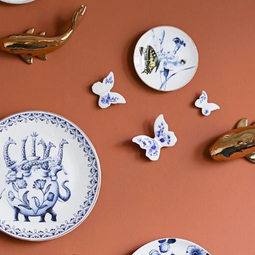 Heinen Delfts blauw wanddecoratie