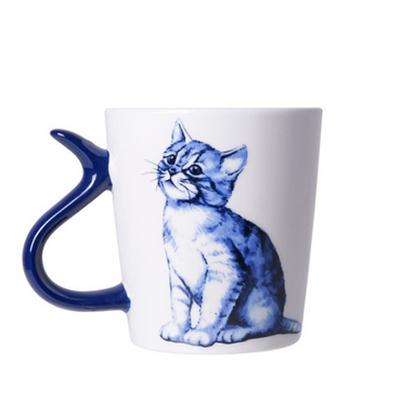 Heinen Delfts blauw mok poes