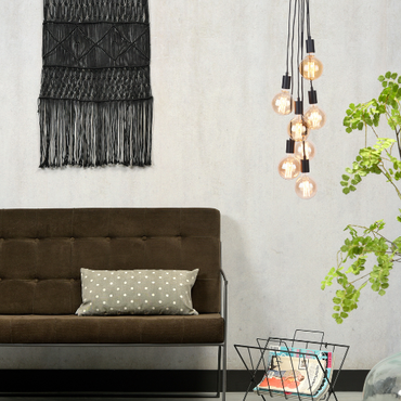 It's About Romi Snoerpendel Oslo/7lampen zwart textieldraad 150cm sfeer