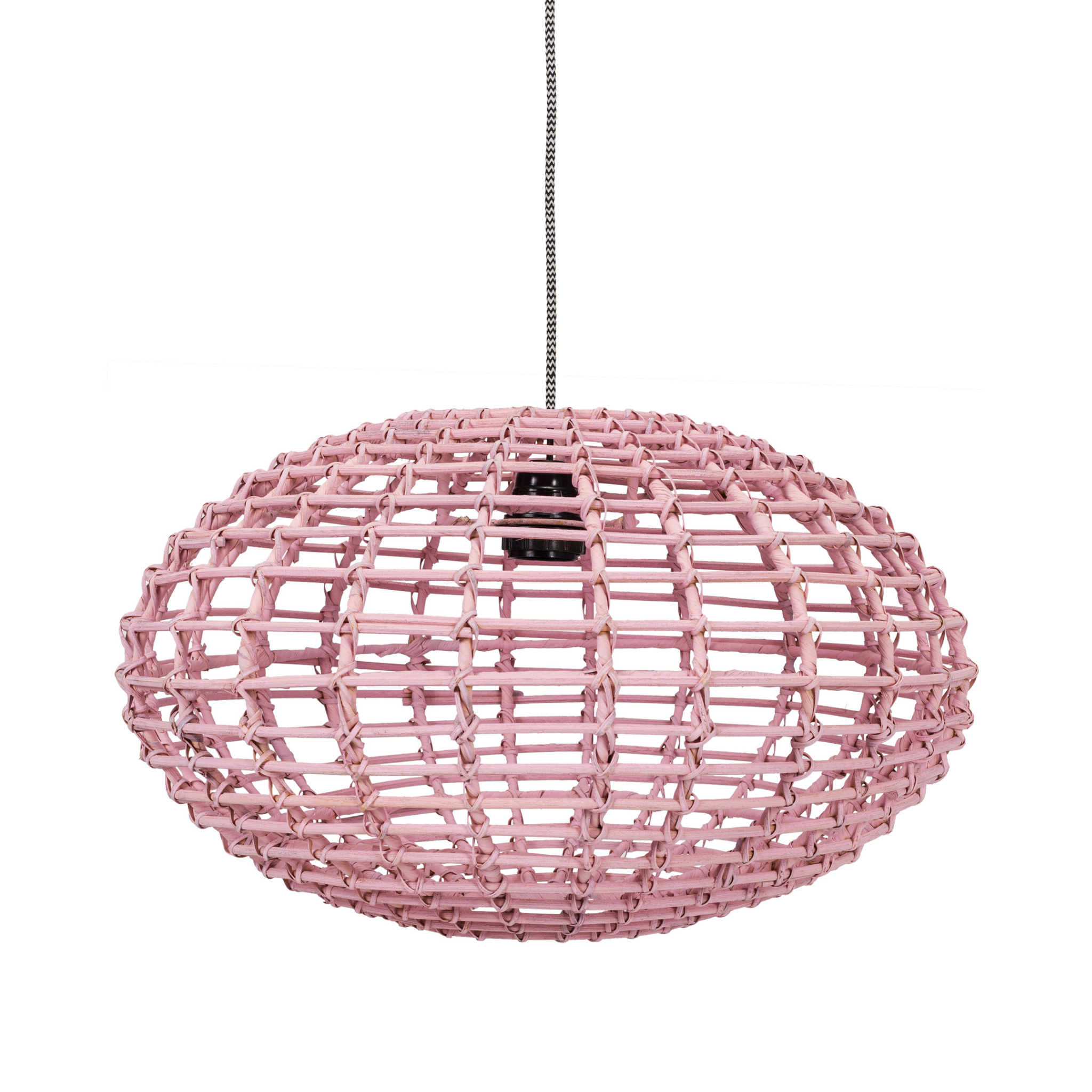 Kidsdepot Pompoen hanglamp rotan roze