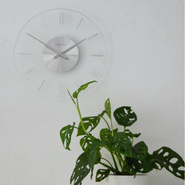 NeXtime Wandklok - 26 cm - Aluminium - Glas - 'Streep' sfeerfoto
