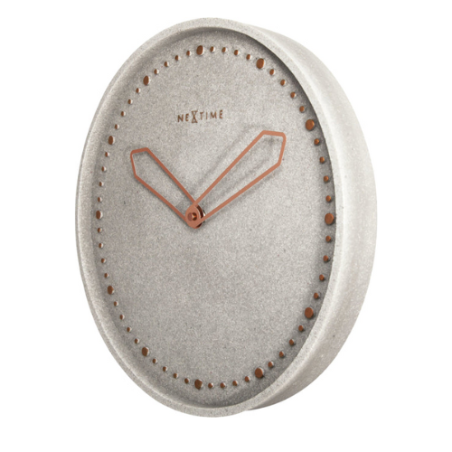 NeXtime Wandklok - 35 cm - polyresin - 'Cross' grijs schuin