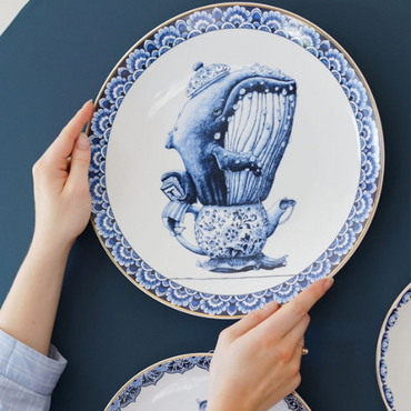 Heinen Delfter Blauer Wandteller Redmer Hoekstra - Wal - Keramik - 31 cm