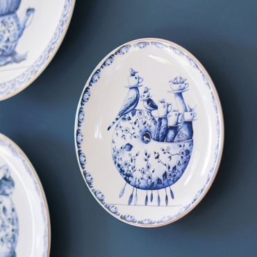 Heinen Delft Blue Wandteller Redmer Hoekstra Schnecke 20 cm