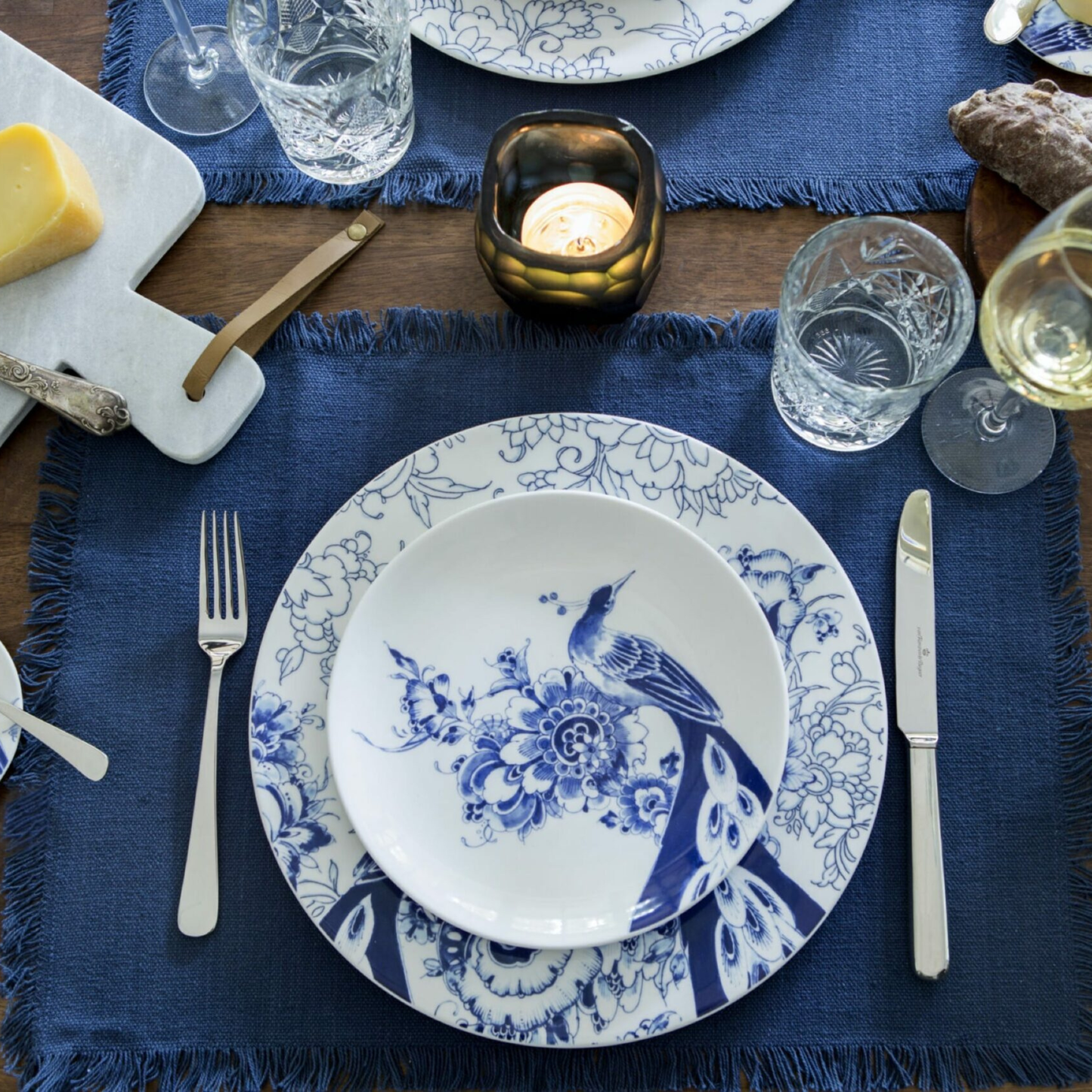 Royal Delft Peacock Symphony Dessertbord coupe – Delfts Blauw Servies – 21,5 cm