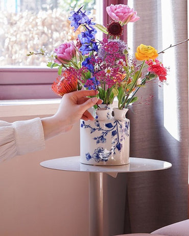 Heinen Delfts Blauw Tulpenvaas cilinder Orchidee 16 cm