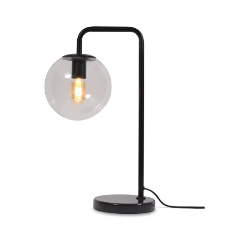 It's About Romi Tafellamp ijzer/marmer Warsaw h.53cm/glas bol dia.20cm, transparant/zwart