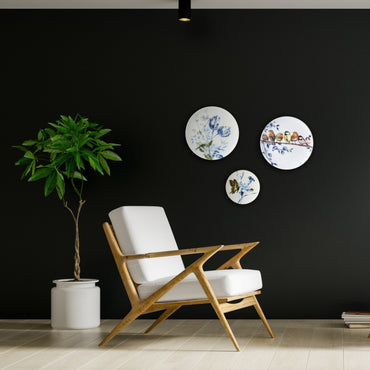 Heinen Delftsblauw wandbord Bosvogels