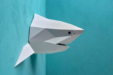 Assembli DIY dierenhoofd papieren Haai zijkant