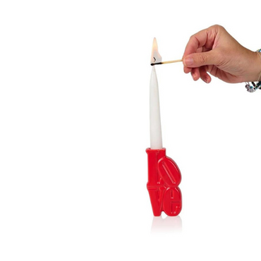 Bitten kandelaar Love rood