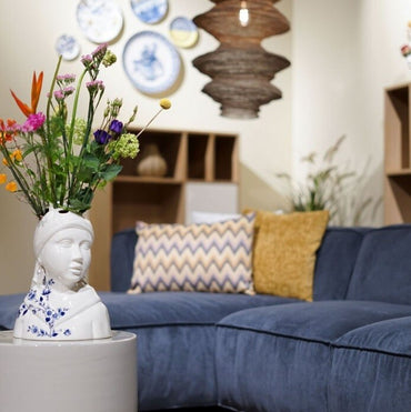 Heinen Delftsblauw Vaas buste Meisje met de parel