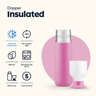 Dopper insulated bottle Pelican Pink 350 ml