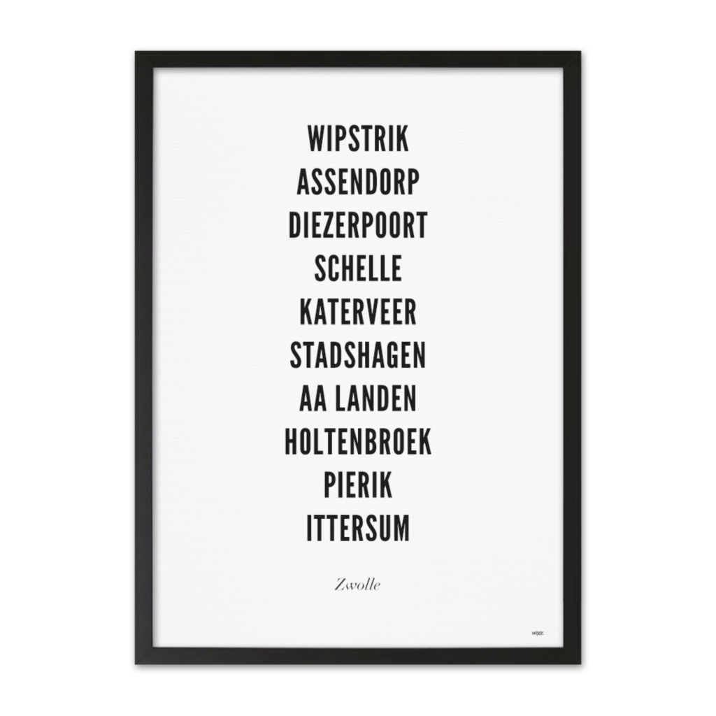 Wijck Zwolle Stad Typo 40 x 50 met lijst
