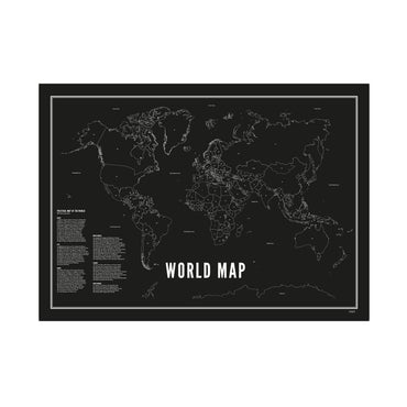 Wijck Print Weltkarte schwarz A4 21 x 30 cm