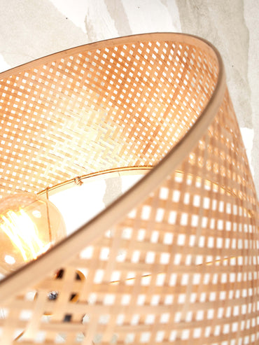 Tischleuchte Java gerade Bambus natur H.38cm/Schirm 32x18cm. nass.