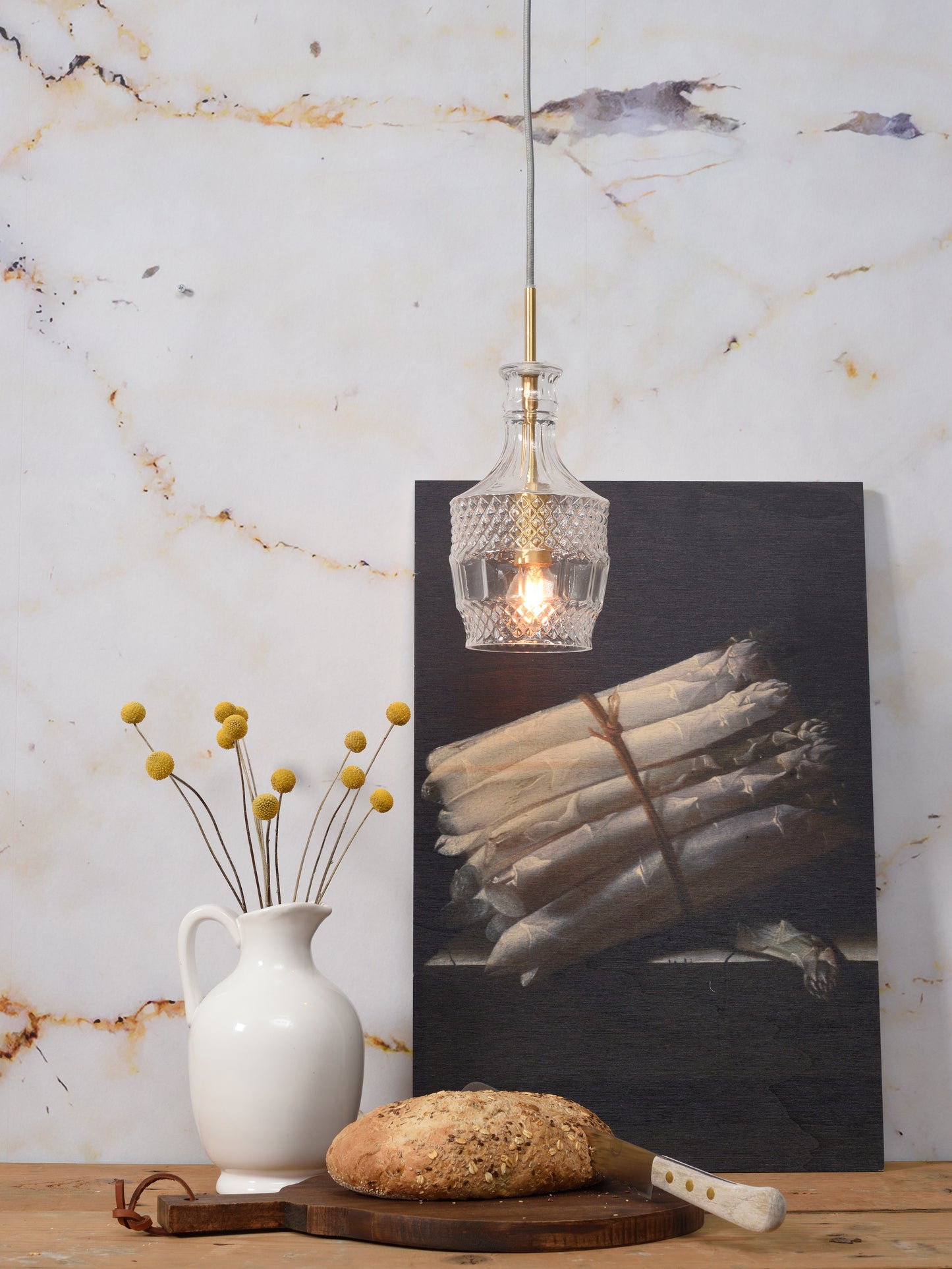 It's About Romi Hanglamp glas Brussels dia.13xh.30cm transparant/goud rechtvormig