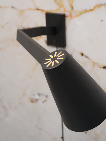 It's About Romi Wall lamp iron Biarritz long arm l.88cmxh.22cm adjustable/shade dia.12xh.16cm, black