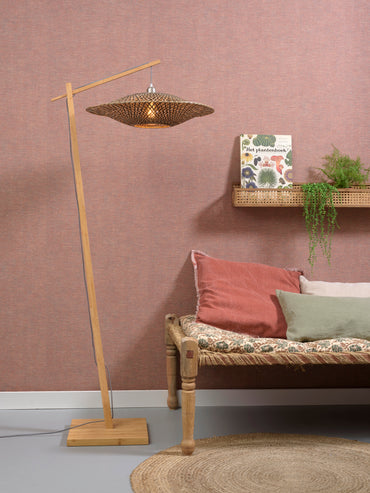 Good&Mojo Stehleuchte Bali Bambus nat. H.176cm/Haube Ø60x15cm natur/schwarz M