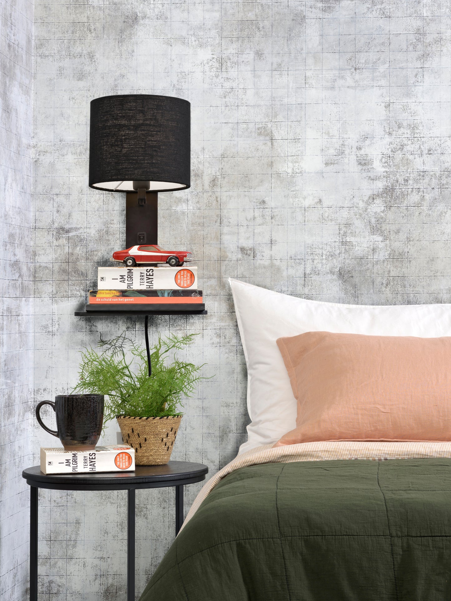 Good&Mojo Wandlamp Andes bamboe zw. plank/kap 18x15cm ecolin. zw.