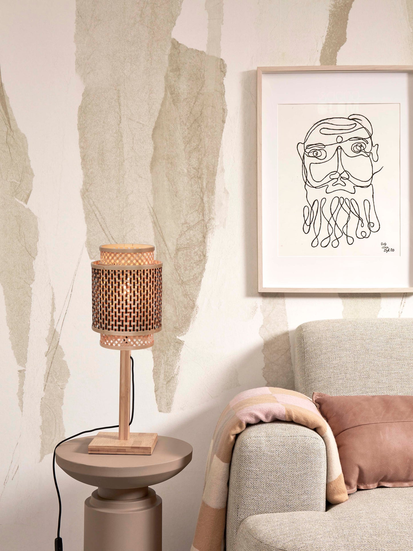 Good&Mojo Tischleuchte Bhutan Bambus natur H.45cm/Schirmrohr 18x25cm b/natur