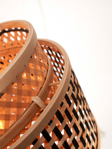 Good&Mojo Stehleuchte Bhutan Bambus natur H.130cm/Schirm 25x20cm s/w.